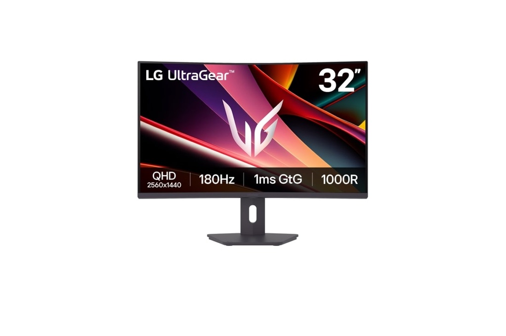 [32G600A-B] LG 32" UltraGear 32G600A-B QHD Curved Gaming Monitor, 2560×1440 Resolution, 180Hz Refresh Rate, 1ms Response Time, AMD FreeSync, HDMI & DisplayPort Connectivity, Tilt/Height/Swivel Adjustable Stand, Black