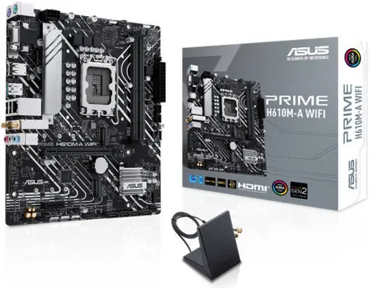 ASUS Prime H610M-A Wi-Fi mATX LGA1700 motherboard with DDR5 up to 96GB, PCIe 4.0 x16, 2x M.2 slots, and reliable Wi-Fi 5 & BT5 connectivity 90MB1G00-M0EAY0