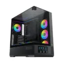 Xigmatek Vision E-ATX Case with LCD display panel, 1× G24A + 6× reverse fans, 360mm radiator support, tempered glass panels, and sleek airflow design. EN45196