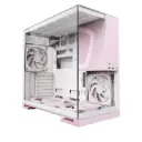 Geometric Future Model 5F Glass case delivers a stylish white-pink design, tempered glass panel, and optimized airflow for modern gaming setups. GEO-M5F-WPK