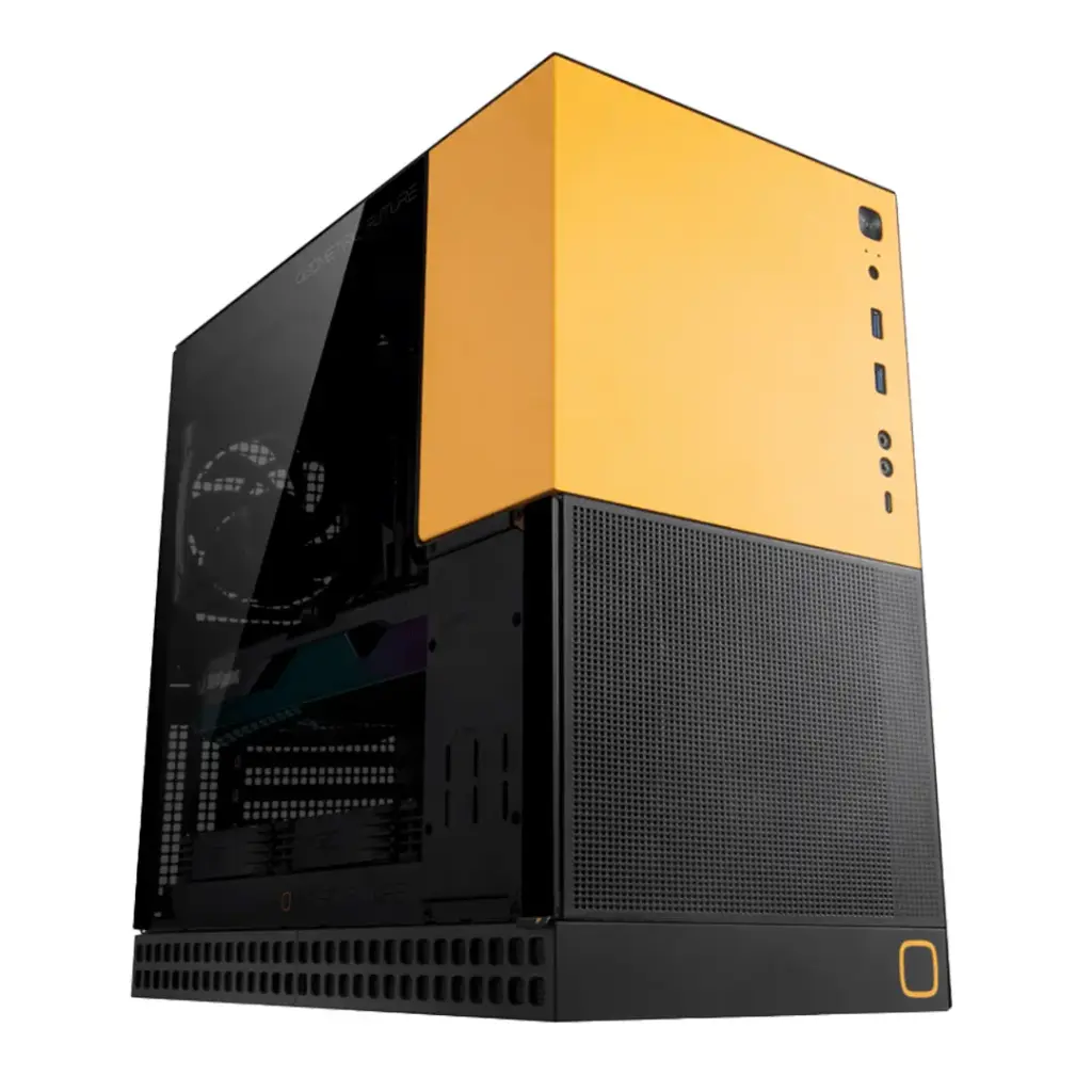 Geometric Future M4 King Arthur White case offers a vertical air-tunnel design, strong 1.2mm steel build, tempered glass, Type-C I/O, radiator support, and vertical GPU mounting. GEO-M4-KAW