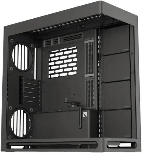 HAVN HS420 E-ATX mid-tower case offers robust SGCC build, tempered glass, magnetic design, 11-fan support, and space for 420mm radiators in a sleek black finish. HVN-CA-HS420-06