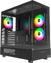 Montech XR-B Black ATX mid-tower case features dual tempered glass, wood-grain I/O, 3×120mm ARGB PWM fans, 4090 GPU support, and 360mm radiator compatibility for premium builds. XR-B BLACK