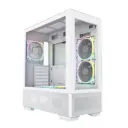 Sky Two White ATX case offers clean styling, powerful airflow, 400mm GPU support, 168mm cooler clearance, Type-C I/O, and four ARGB PWM fans for premium gaming setups.