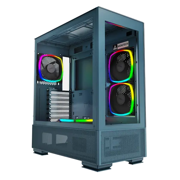 Sky Two Morocco Blue ATX case combines unique styling with strong airflow, 400mm GPU support, 168mm cooler clearance, Type-C I/O, and four ARGB PWM fans for standout builds.