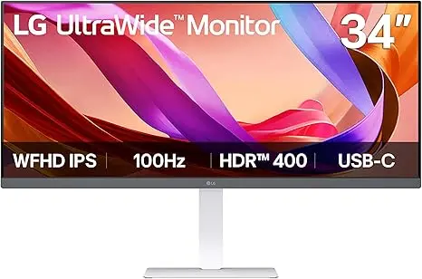 [34U530A-W] LG 34 inch UltraWide WFHD Monitor with 100Hz 1ms, HDR 400 and borderless design, USB Type-C™, sRGB 99%, Color calibrated, Build in Speaker (Waves MaxxAudio®), LG Switch app 34U530A-W