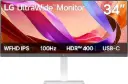 LG 34 inch UltraWide WFHD Monitor with 100Hz 1ms, HDR 400 and borderless design, USB Type-C™, sRGB 99%, Color calibrated, Build in Speaker (Waves MaxxAudio®), LG Switch app 34U530A-W