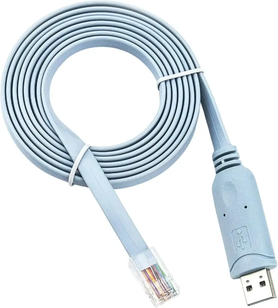 [V-USRS2] VEOTECH FTDI USB-A to RJ45 Console Cable - 1 Mbps / 250 MHz Nickel Plated Connectors Debug, Configuration, Network Management Cable 1.8 Meters