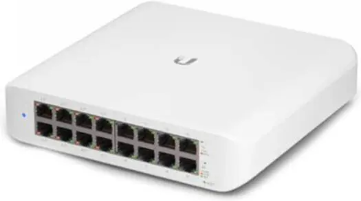 Ubiquiti USW-Lite-16-PoE UniFi 16-Port Cloud Managed Desktop Gigabit PoE+ Switch w/ 8 x PoE+ Ports, 45W Power Budget, 16 Gb/s Switching, Supports UniF USW-Lite-16-PoE