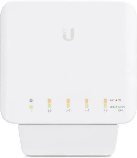 [USW-Flex] Ubiquiti Networks UniFi Switch Flex 5-Port Managed Gigabit PoE Network Switch, Works Indoors and Outdoors, Flexible Mounting Options, Magnetic Backing USW-Flex