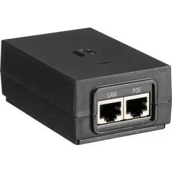 Ubiquiti Networks 48VDC Power over Ethernet Injector, 0.5A Gigabit Adapter, 24W of Power, 65 kHz, Indoor, For Ubiquiti Networks PoE Devices, Black POE-48-24W-G