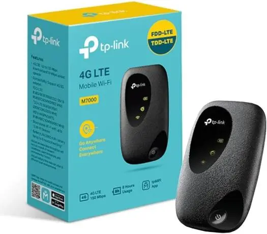 TP-Link 4G LTE Travel Mi-Fi Hotspot, 10 Device Connection, Compatible with Most Networks, 2000mAh Battery/8H Life, tpMiFi App, Black M7000