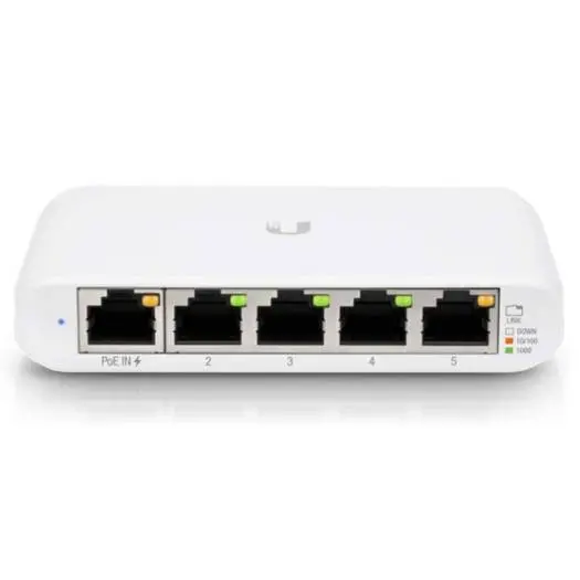 [USW-Flex-Mini] Ubiquiti Networks UniFi USW Flex Mini 5-Port Gigabit Managed Switch, with USB-C Power Adapter, 10 Gb/s Switching Capacity, 7.44 Mpps Fwd Rate, Compact, Fanless Design, White USW-Flex-Mini