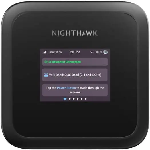[MH3150-100EUS] Netgear Nighthawk M3, 5G Mobile Router, Up to 2.5 Gbp/s Speed, 5GHz 2900 Mbps & 2.4GHz 700 Mbps, 2.4" Color LCD Panel, Removable 5185mAh Li-ion Battery, Black MH3150-100EUS