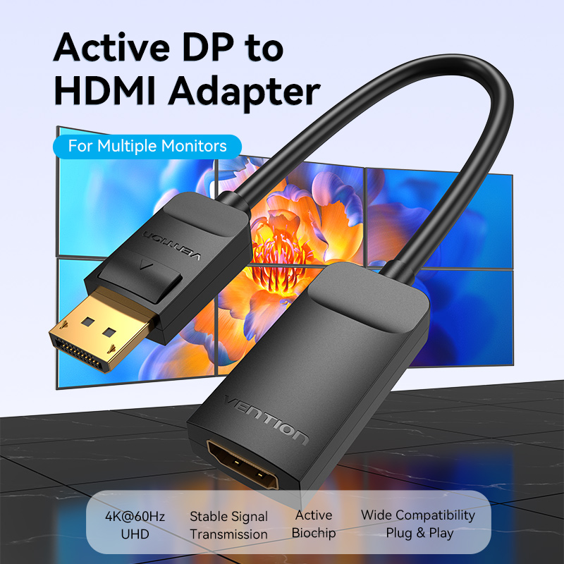 [HBZBB] VENTION Active DP to HDMI 4K@60Hz Converter 0.15M Black Model # HBZBB