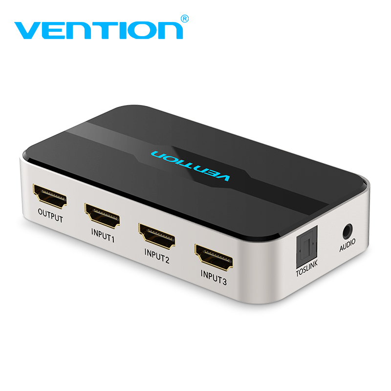 [AFJH0] VENTION 3 In 1 Out HDMI Switcher With Audio Separation Gray Metal Type Model # AFJH0