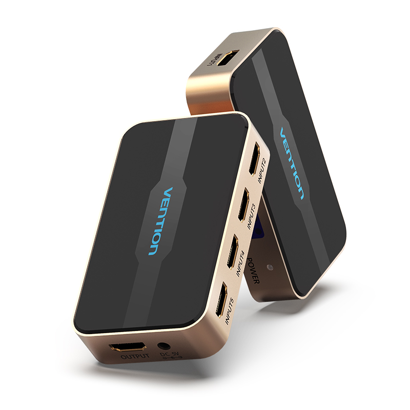 VENTION HDMI Switcher 5 In 1 Out Gold Model # ACDG0