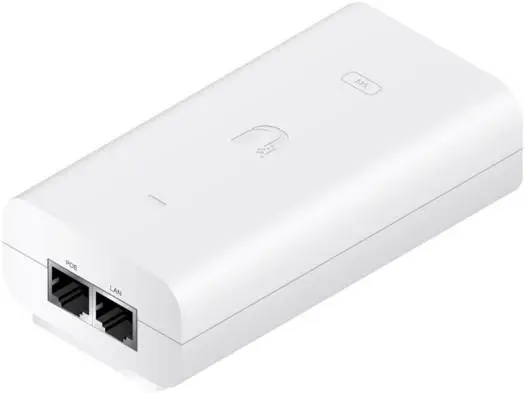 [POE-54V-80W] Ubiquiti 1.5A Gigabit PoE Injector: 54V Voltage, 10/1000 Mbits LAN, 2 Ports, Surge Protection, 80W Power, Earth Grounding POE-54V-80W