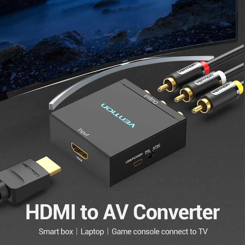 VENTION HDMI to RCA Converter Black Metal Type Model # AEEB0