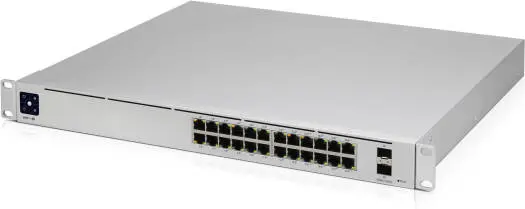[USW-Pro-Aggregation] Ubiquiti UniFi Pro Aggregation 4-Port 25G SFP28 28-Port + Layer 3 Switch, 10G SFP+ Ports, 1.3" LCM Touchscreen, 760 Gbps, 565.44 Mpps, Ethernet In Band, 12V DC Input Connec USW-Pro-Aggregation