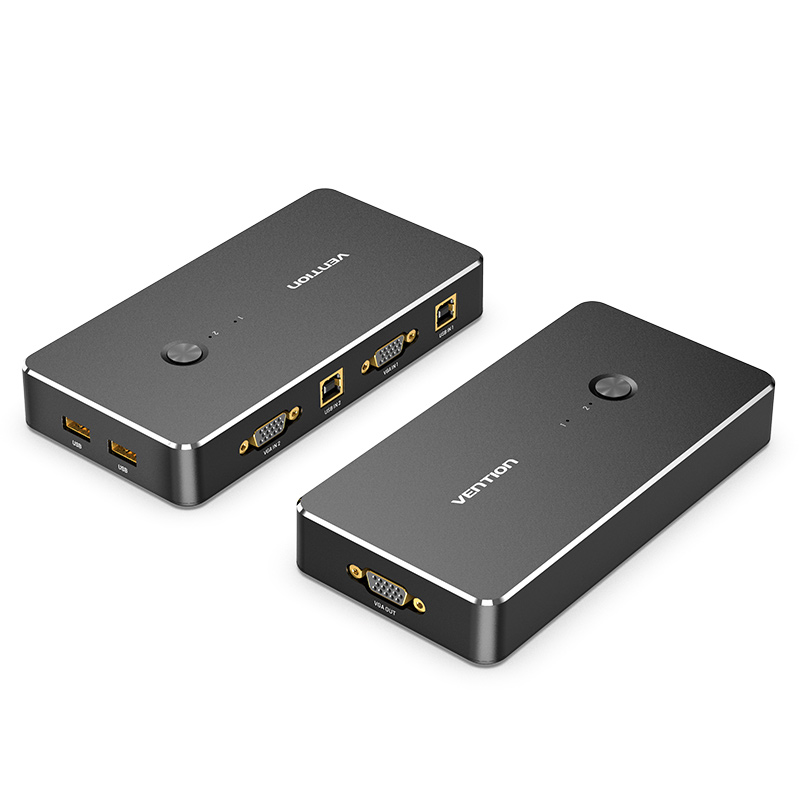 [DBEB0] VENTION 2 in 1 Out VGA KVM Switch Black Metal Type Model # DBEB0