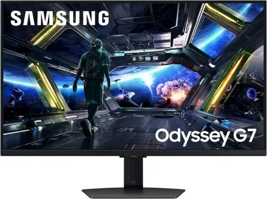 [LS32DG702EMXUE] Samsung 32-inch Odyssey G7 4K UHD Gaming Monitor, 144 Hz, 1 ms, IPS, Gaming Hub, Wide Viewing Angle, NQM AI Processor, AMD FreeSync, Smart TV Capable, Auto Source Switch, Height Adjustable Stand, LS32DG702EMXUE