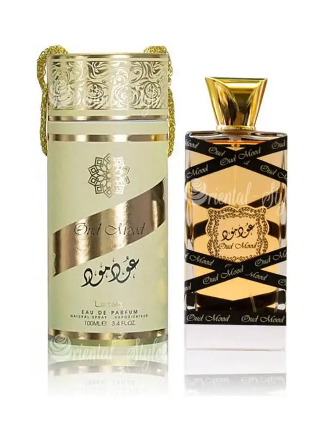 Lattafa Oud Mood Eau de Parfum delivers a rich, warm unisex fragrance with deep oud and sweet oriental notes, perfect for long-lasting daily wear. 100ml