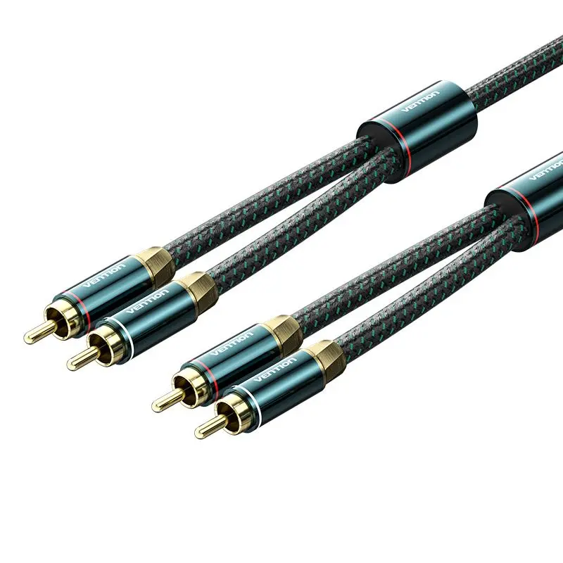 VENTION Cotton Braided 2RCA Male to 2RCA Male Audio Cable 2M Green Copper Type  Model # BCUGH