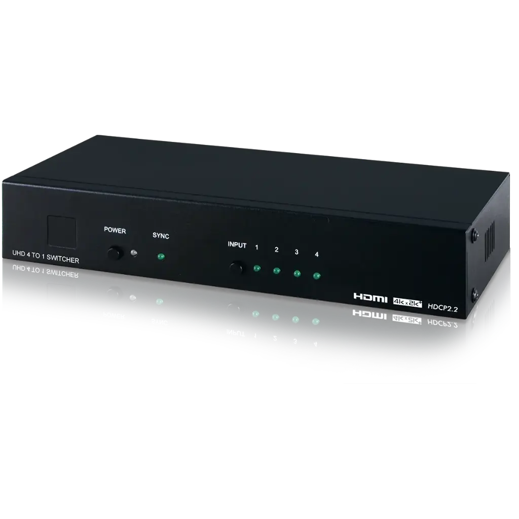 [CPLUS-V4H1HP] CPLUS-V4H1HP UHD 4×1 Switcher delivers smooth high-speed switching up to 18Gbps with advanced audio pass-through and full remote control via WebGUI, RS-232, and IR. CPLUS-V4H1HP