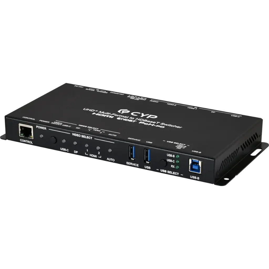 [CH-2608TX] CH-2608TX UHD+ Multi-Format to HDBaseT Switcher delivers reliable 4K@60Hz distribution with smart downscaling, PoH support, USB-C power, and flexible control for pro AV installs. CH-2608TX