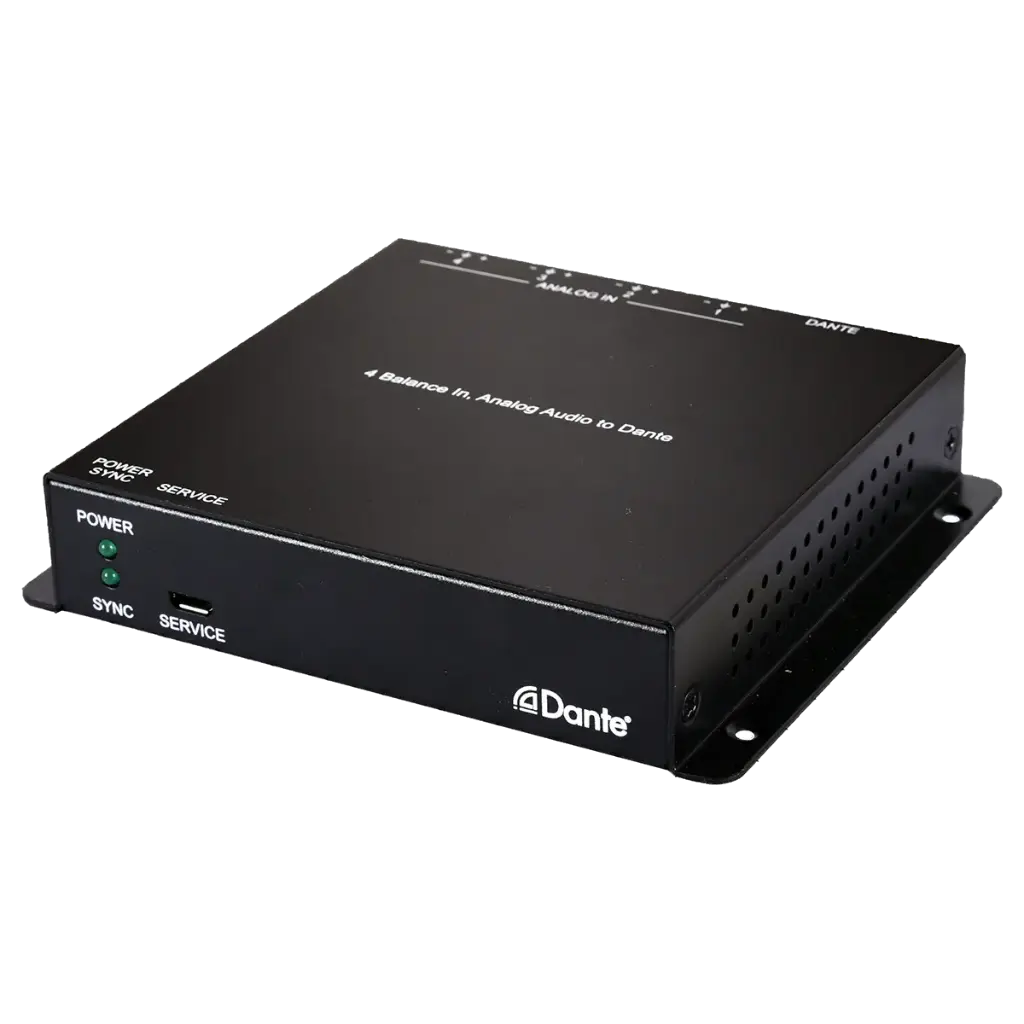 AIP-D4101 & AIP-D1401 provide reliable analog-to-Dante and Dante-to-analog conversion with PoE power, phantom support, and full Dante/AES67 compatibility for flexible pro audio systems. AIP-D4101