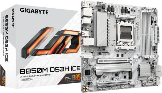 [B850M-DS3H-ICE] GIGABYTE B850M-DS3H-ICE B850M DS3H AM5 Motherboard, B850 4x