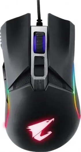 AORUS M5 gaming mouse with real 16,000 DPI optical sensor, fully programmable buttons, ergonomic design, and RGB Fusion lighting—precision and control built for competitive play. AORUS-M5