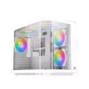 XIGMATEK Cubi M mid-tower M-ATX gaming case with four pre-installed fans, clean white design, and efficient airflow—compact performance for stylish gaming builds. EN42805