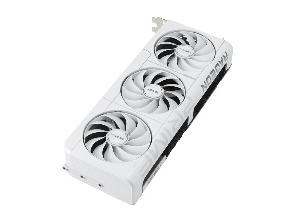 [90YV0L75-M0NA00] ASUS PRIME Radeon RX 9070 XT OC Edition 16GB graphics card in white with high-performance gaming, advanced cooling and PCIe support for smooth, demanding play. 90YV0L75-M0NA00