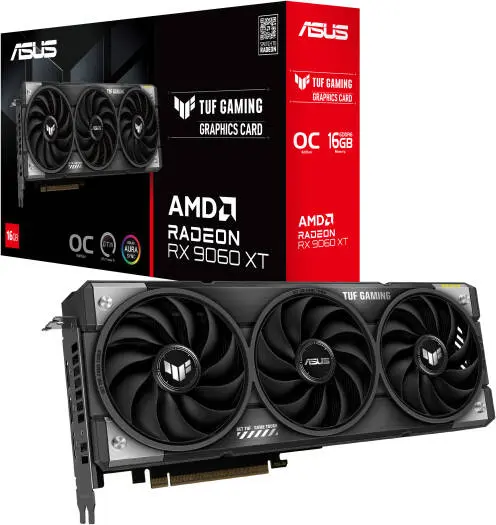 [90YV0LF0-M0NA00] ASUS TUF Gaming Radeon RX 9060 XT OC 16GB GDDR6 graphics card with PCIe 5.0, 3340 MHz boost, 20 Gbps memory & rugged design for smooth high-fps gaming. 90YV0LF0-M0NA00