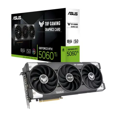 ASUS TUF Gaming GeForce RTX 5060 Ti 8GB GDDR7 graphics card with robust cooling and reliable performance for smooth gaming. 90YV0MR1-M0NA00