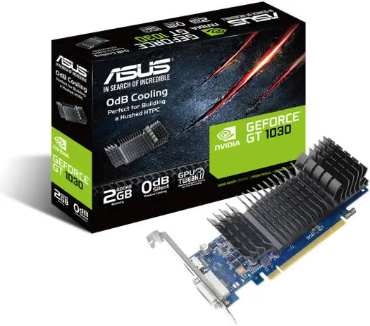 ASUS GF GT1030-SL-2G-BRK 2GB GDDR5 graphics card with PCIe 3.0 for efficient entry-level gaming and multimedia performance. 90YV0AT0-M0NA00