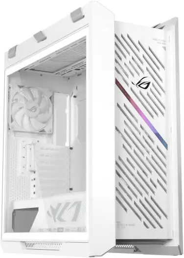 ASUS ROG Strix Helios II TG mid-tower gaming case in white with premium tempered glass, robust cooling support and stylish design for high-end builds. 90DC00W3-B39000