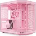 HYTE Y70 mid-tower case in pink with panoramic glass design, spacious interior, and optimized airflow—built to showcase and cool standout high-performance gaming builds CS-HYTE-Y70-SM