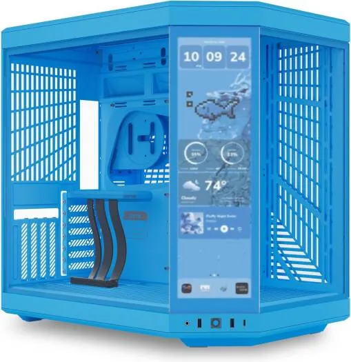 [CS-HYTE-Y70-BM] HYTE Y70 ATX dual-chamber mid-tower case in Blueberry Milk with panoramic glass design and optimized airflow—built to showcase and cool high-performance gaming systems CS-HYTE-Y70-BM