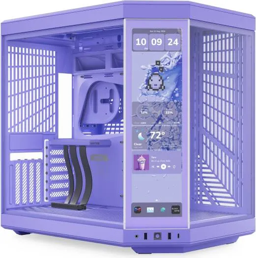 [CS-HYTE-Y70-TM] HYTE Y70 mid-tower case in Taro Milk with panoramic glass design, spacious dual-chamber layout, and optimized airflow—crafted to showcase high-performance gaming builds CS-HYTE-Y70-TM