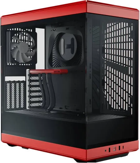 [CS-HYTE-Y40-BR] HYTE Y40 mid-tower ATX case in black and red with panoramic tempered glass and optimized airflow—engineered to showcase and cool powerful gaming builds CS-HYTE-Y40-BR