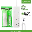 Terminator 3-way UK power extension socket with individual switches, LED indicators, 1.25mm² 3M cable, and 13A fused plug
