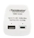 Terminator USB Wall Charger 2.1A with Type-A & Type-C Ports and 13A Plug