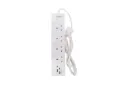 Terminator 4-way UK power extension socket with 4 USB ports 3.4A (Type-A & Type-C), individual switches, LED indicators, 1.25mm² 2M cable, and 13A fused plug