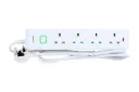 Terminator 4-way UK power extension socket with master switch, single indicator, 1.25mm² 3M cable, and 13A fused moulded plug
