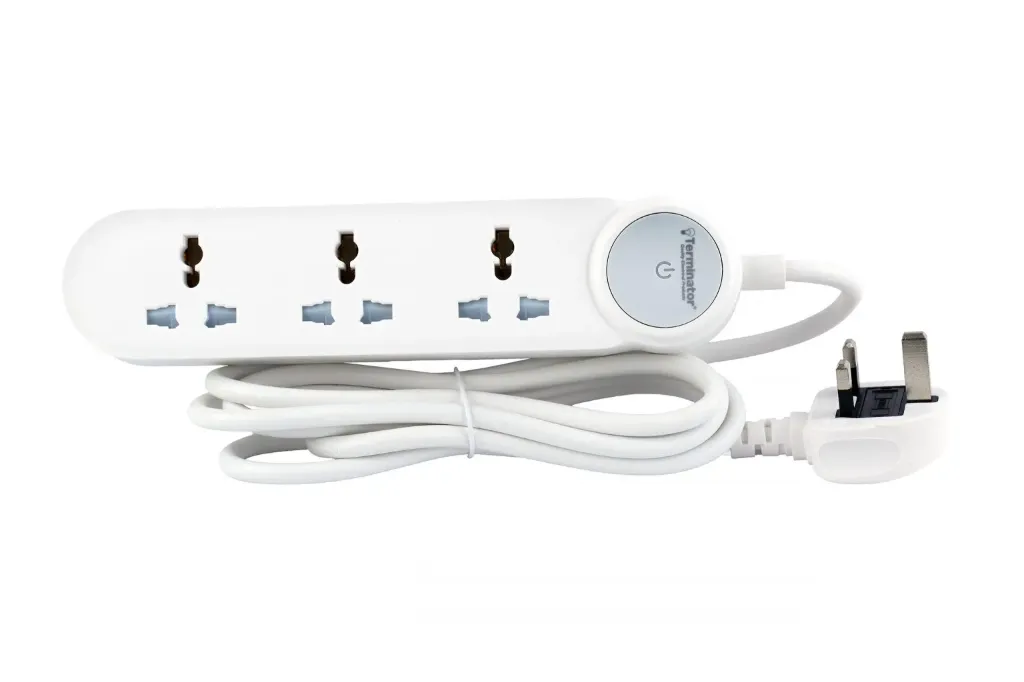[TPB 583M-2M] Terminator 3-way universal power extension socket with master switch, LED indicator, 2M cable, and 13A fused plug