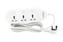Terminator 3-way universal power extension socket with individual switches, LED indicators, 3M cable, and 13A fused plug