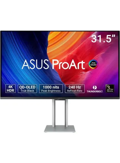 ProArt Display OLED PA32UCDM Professional Monitor: 32-inch (31.5 inch viewable), 4K UHD (3840 x 2160), QD-OLED, Ultra-slim, 240Hz, 0.1ms, Auto Calibration, HDR-10, HLG, Dolby Vision - Black black